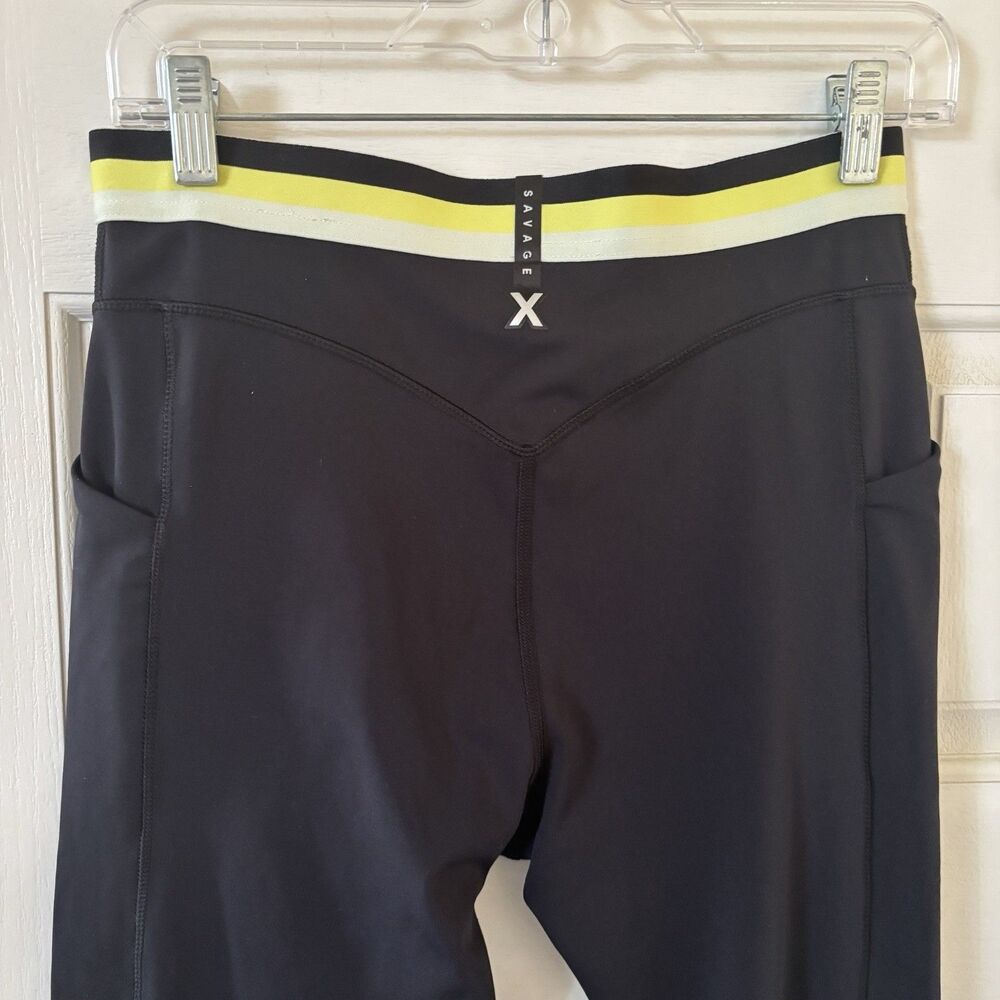 Savage Fenty Womens Legging Size XS Black Yellow‎ High Waist Yoga Athleisure Run - Picture 7 of 9